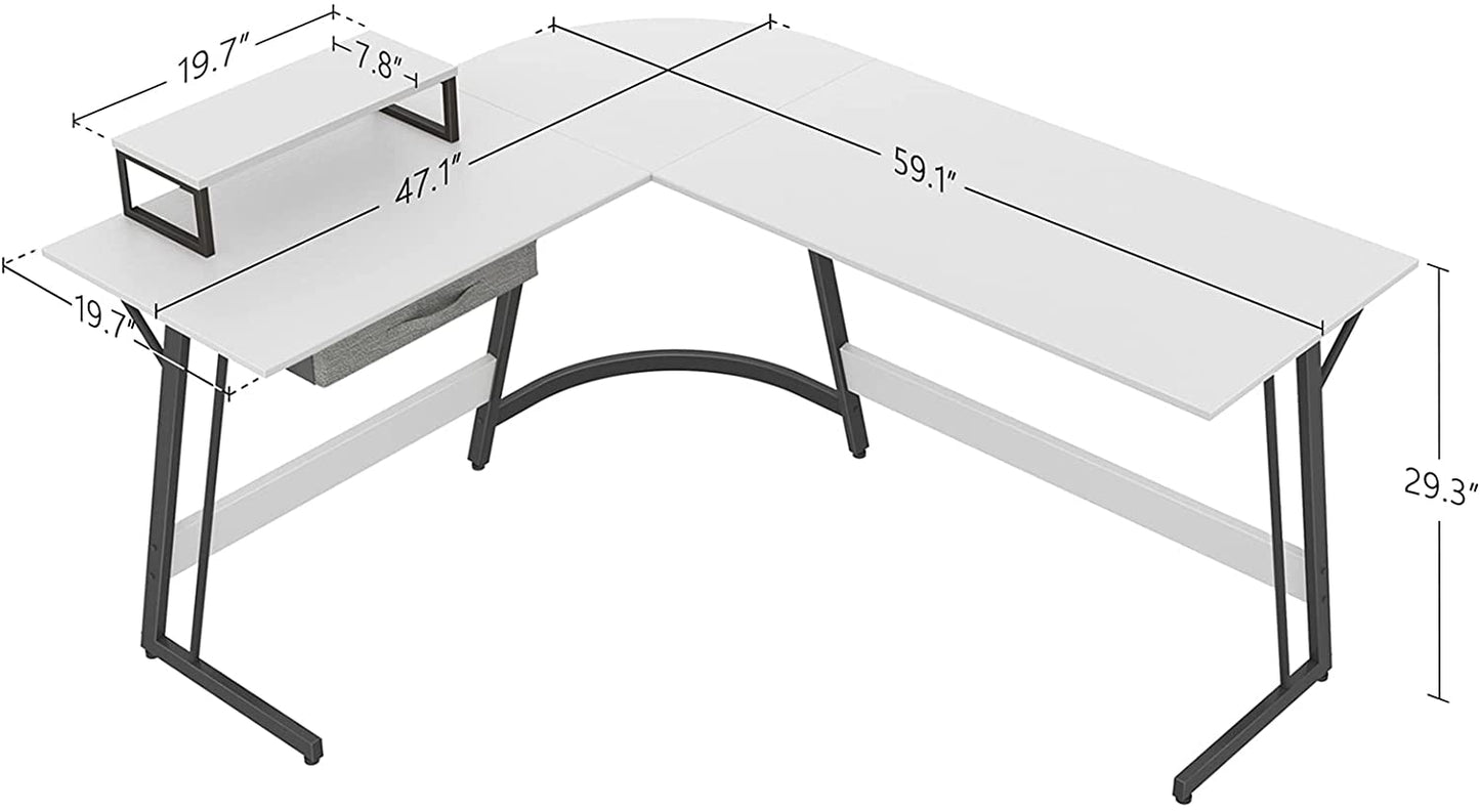 Study Table : Corner Desk, Home Office Writing Study with Small Table