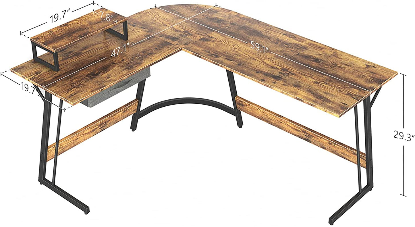 Study Table : Corner Desk, Home Office Writing Study with Small Table
