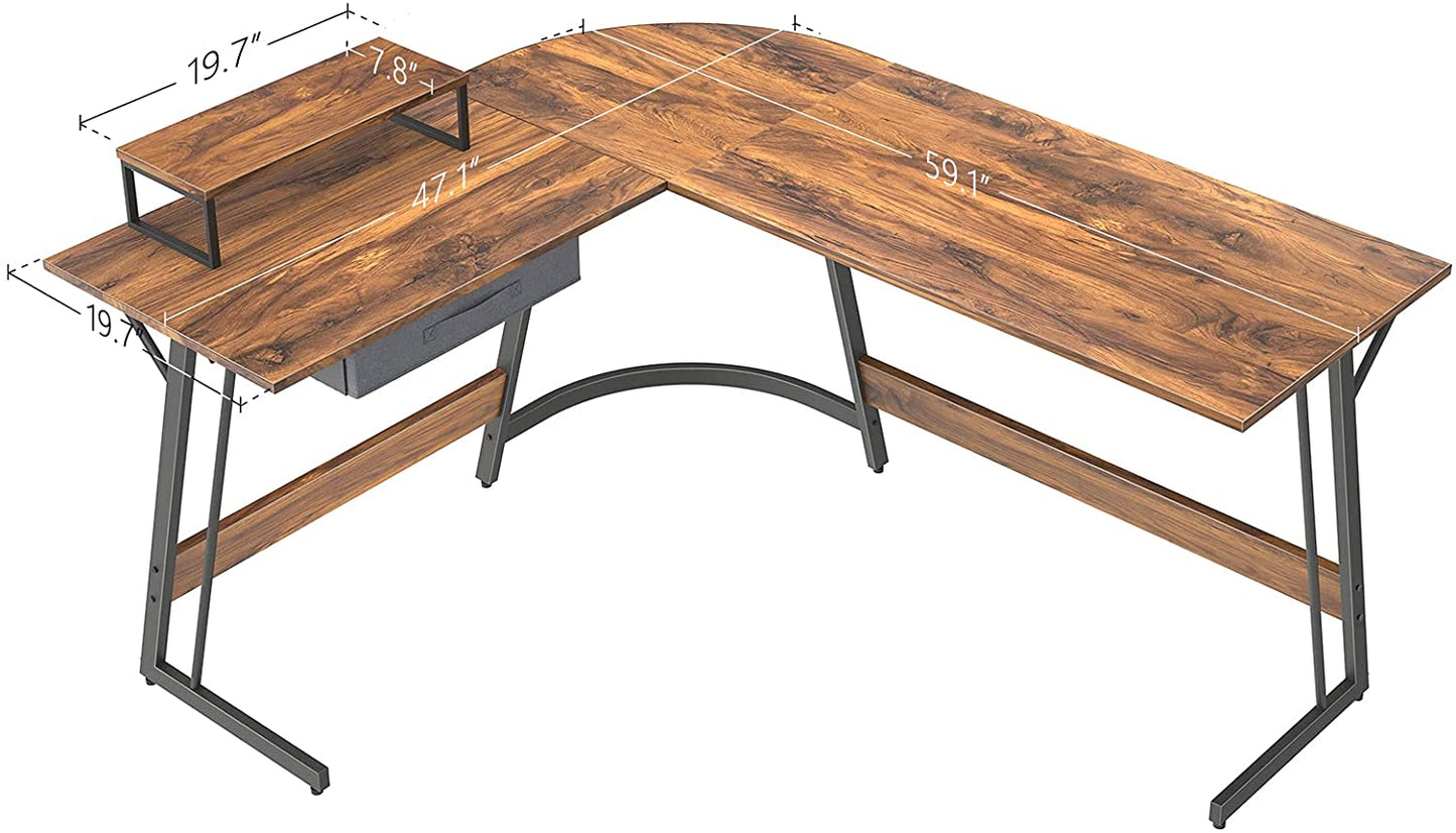 Study Table : Corner Desk, Home Office Writing Study with Small Table