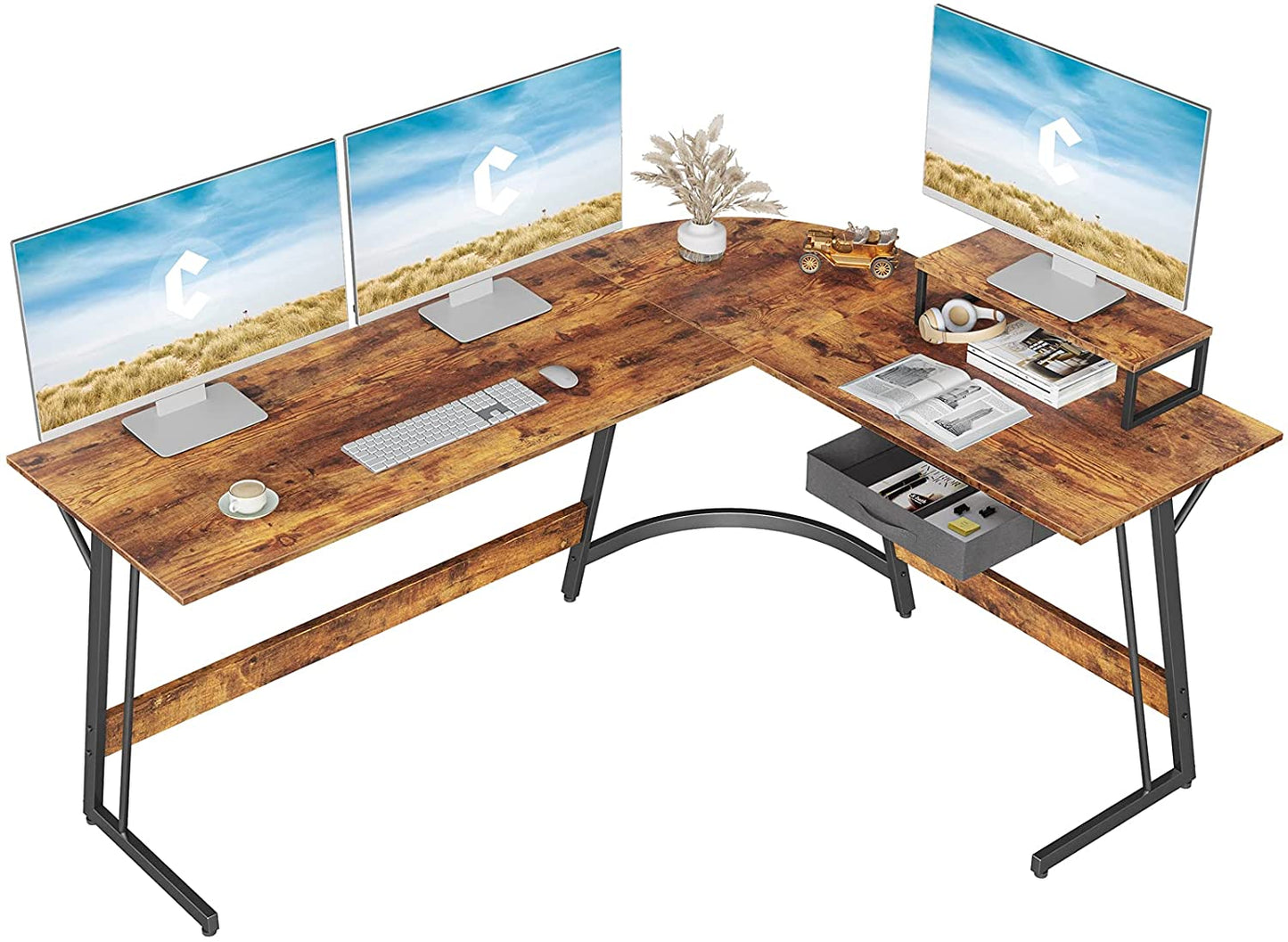 Study Table : Corner Desk, Home Office Writing Study with Small Table