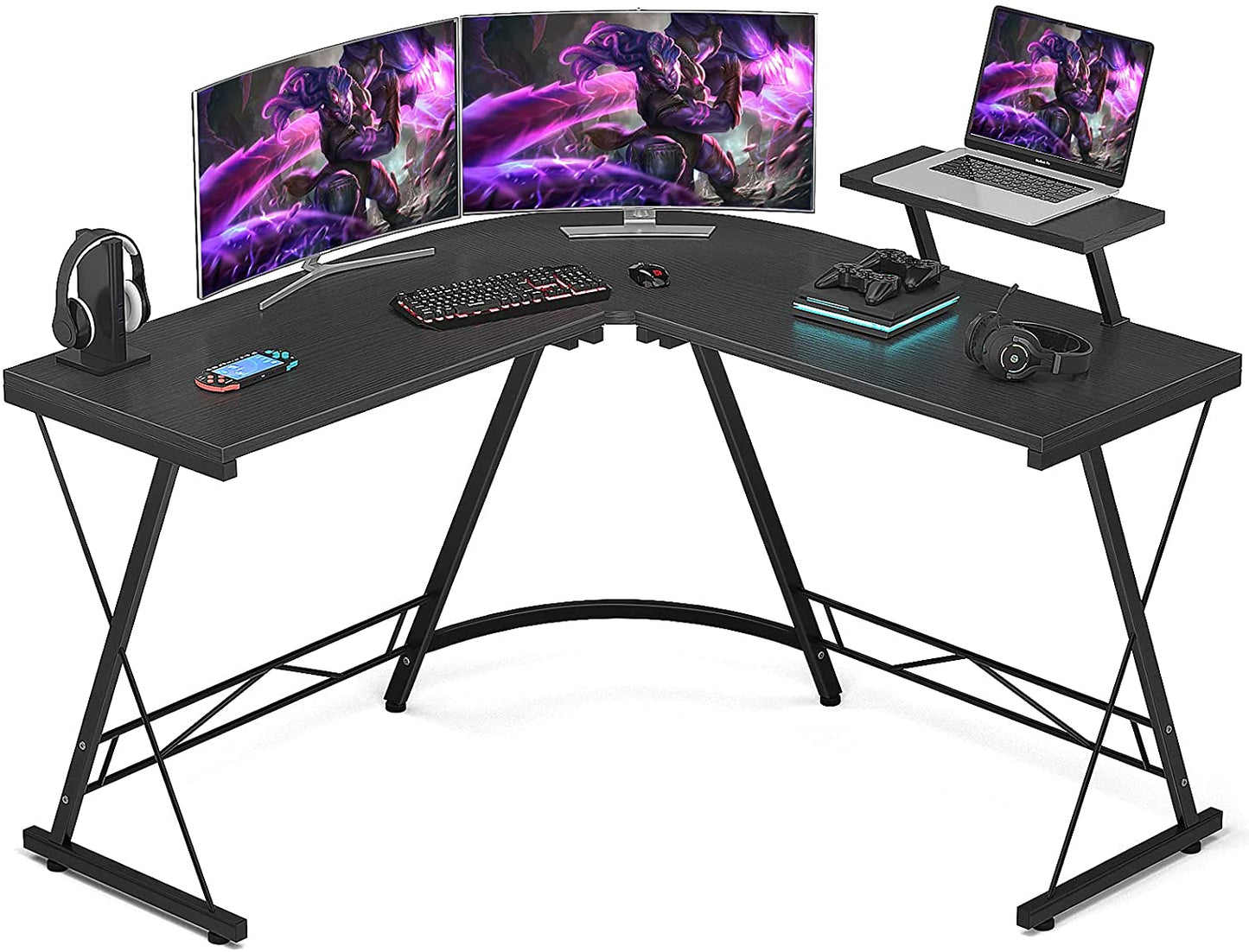 Study Table : Game Desk Home Office Desks Round Corner, Black