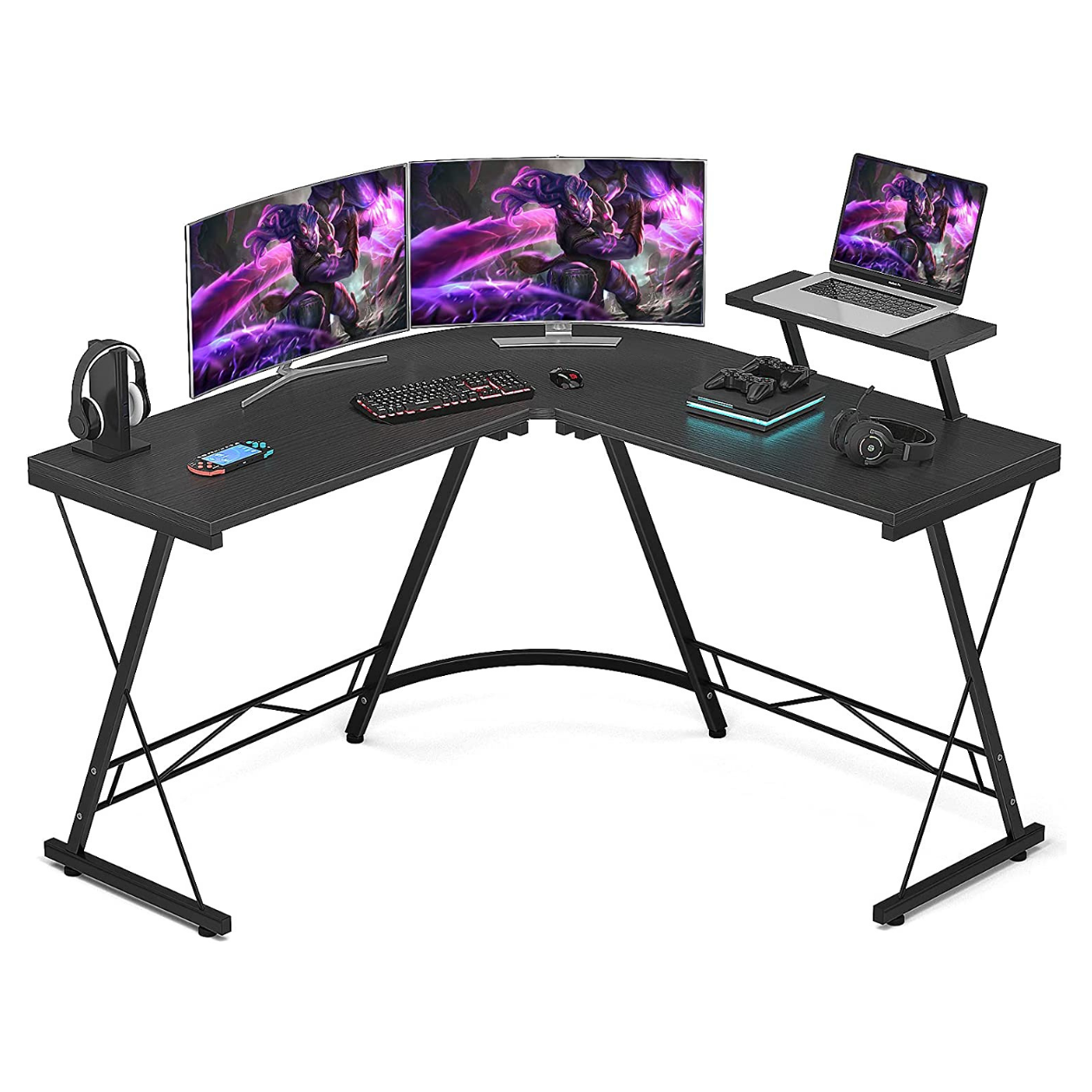 Study Table Game Desk & Computer Table with Round Corner, Black