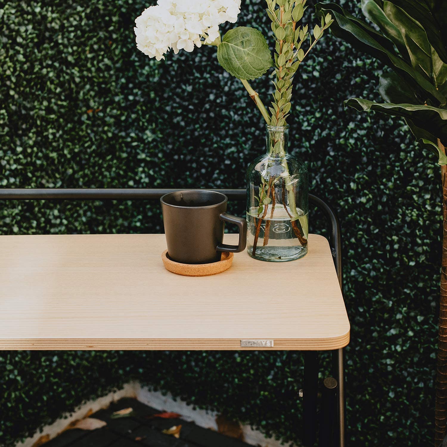 Study Table: Modern Folding Desk for Small Space, Oak/Black