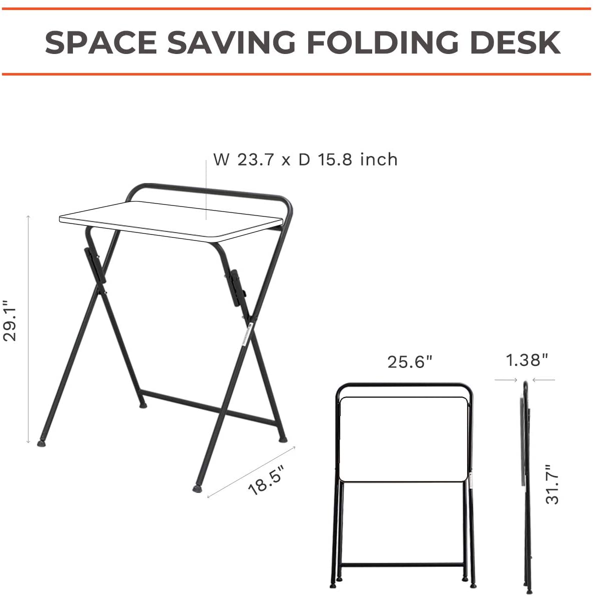 Study Table: Modern Folding Desk for Small Space, Oak/Black
