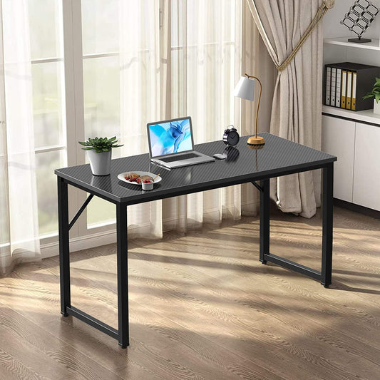 Study Table Modern Simple Style PC Desk, Black Metal Frame Small Place