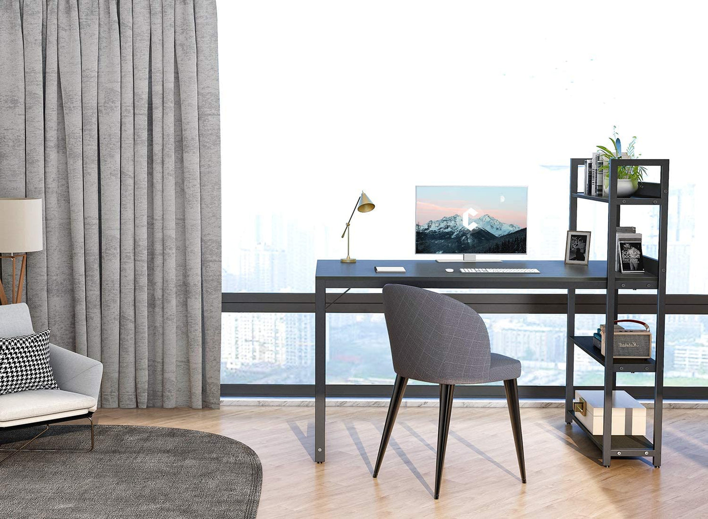 Study Table : Storage Shelves Study Writing Table for Home Office
