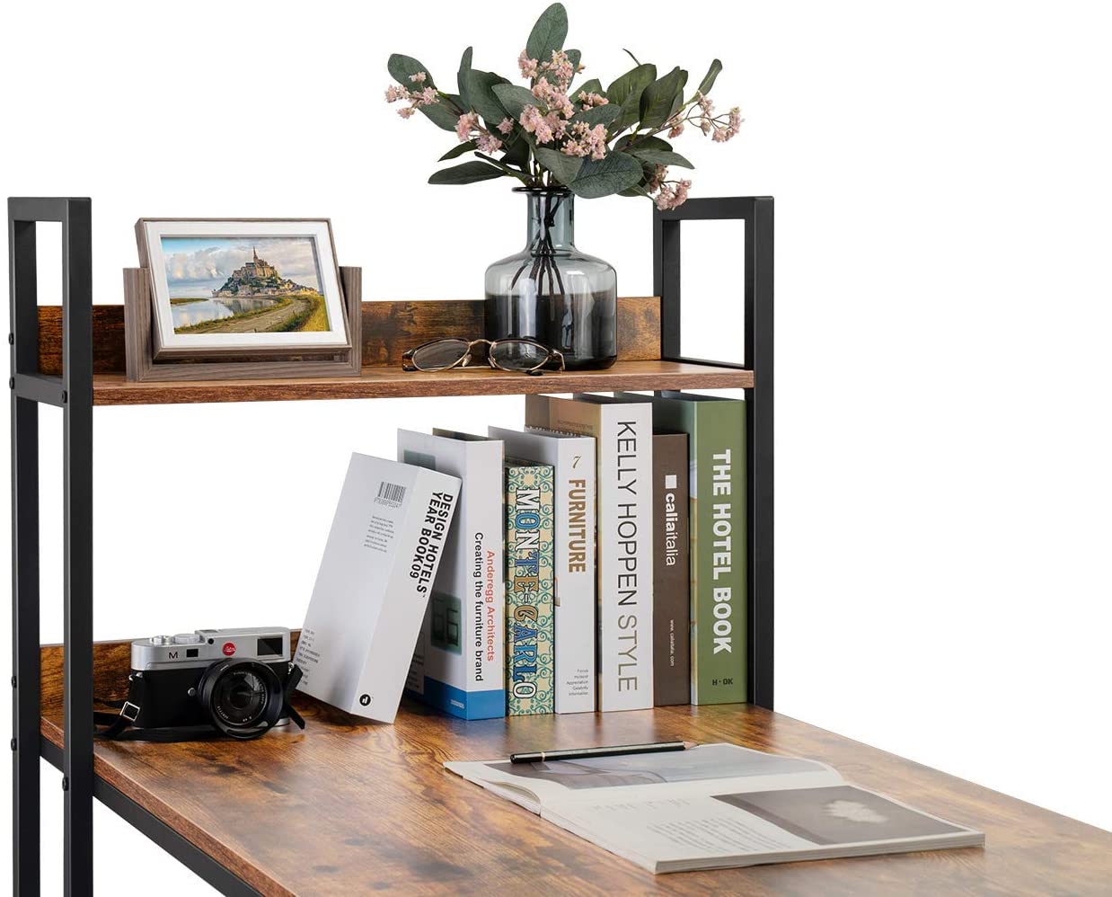 Study Table : Storage Shelves Study Writing Table for Home Office