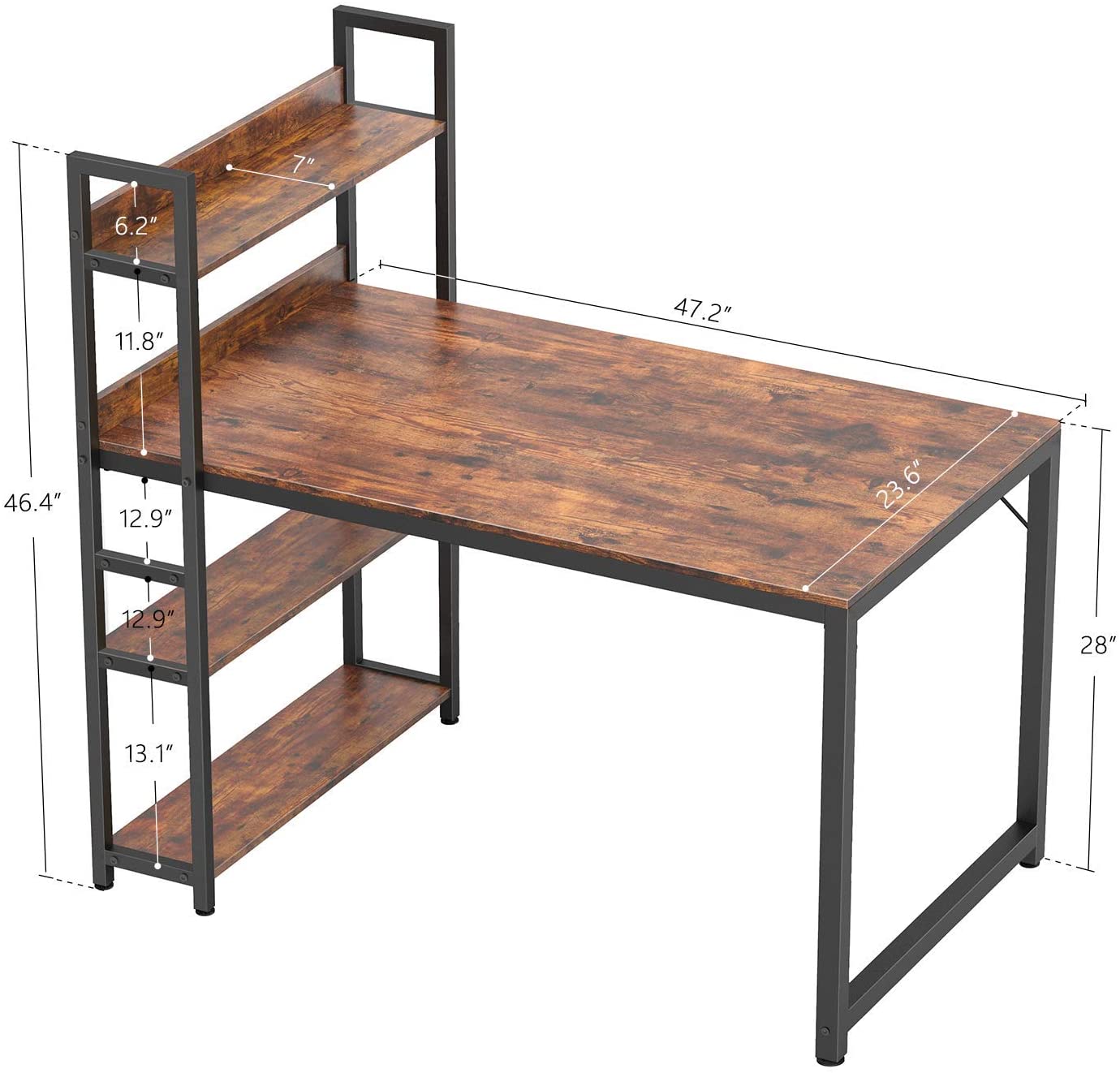 Study Table : Storage Shelves Study Writing Table for Home Office