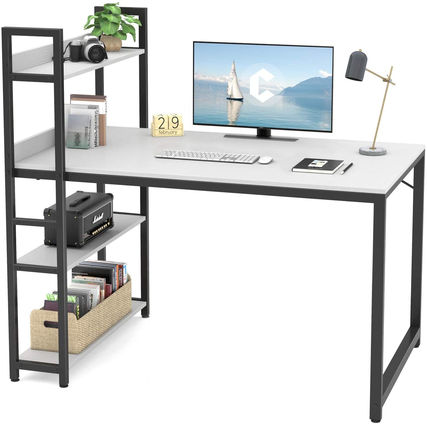 Study Table : Storage Shelves Study Writing Table for Home Office