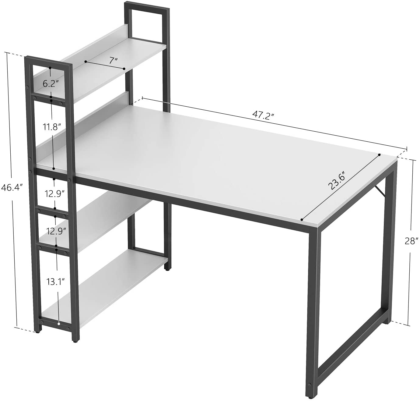 Study Table : Storage Shelves Study Writing Table for Home Office
