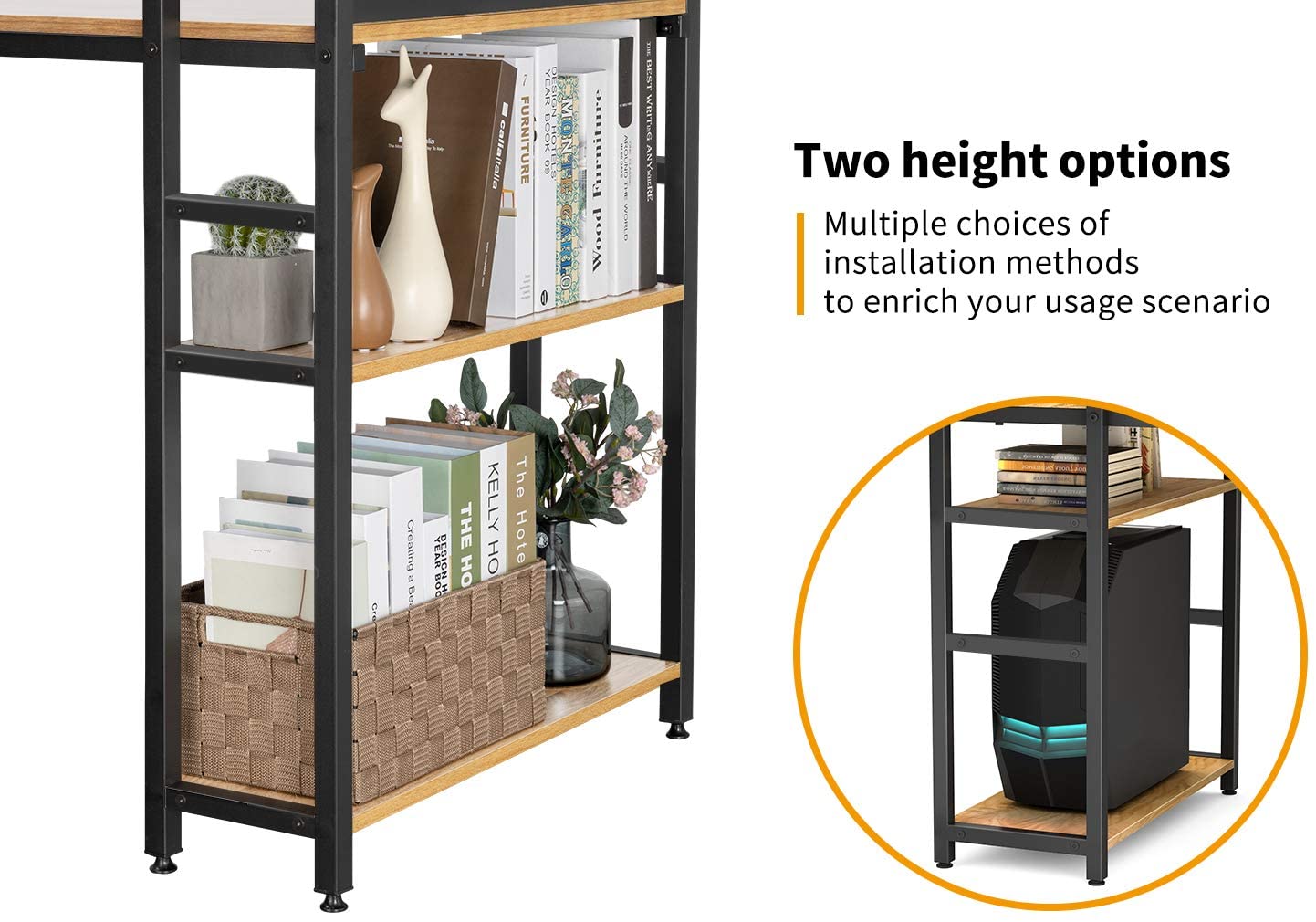 Study Table : Storage Shelves Study Writing Table for Home Office