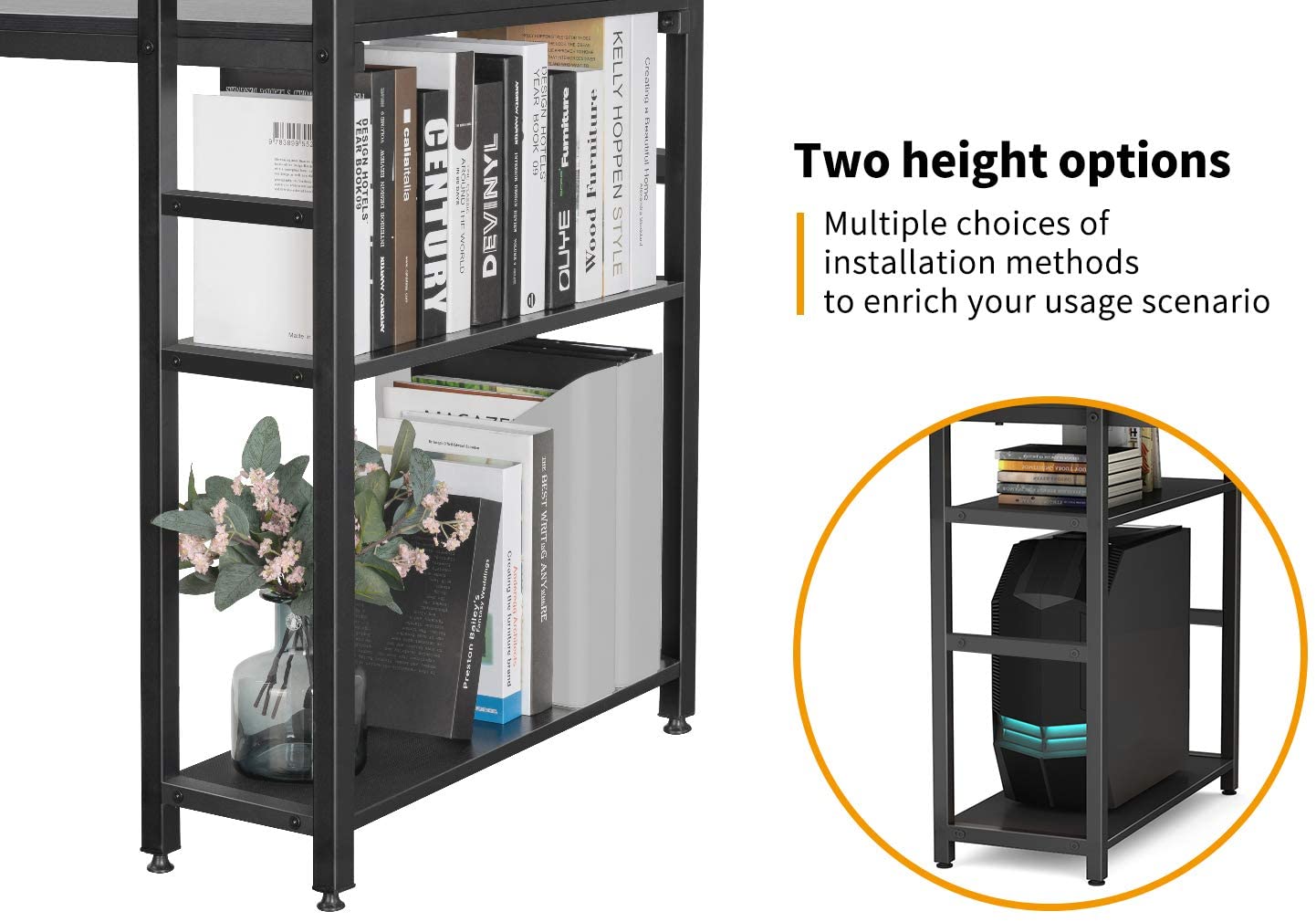 Study Table : Storage Shelves Study Writing Table for Home Office