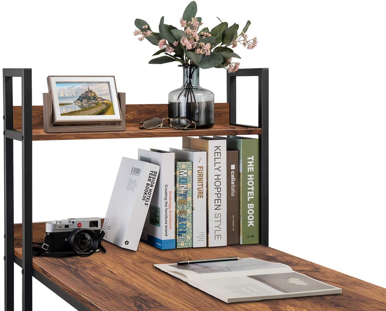 Study Table : Storage Shelves Study Writing Table for Home Office