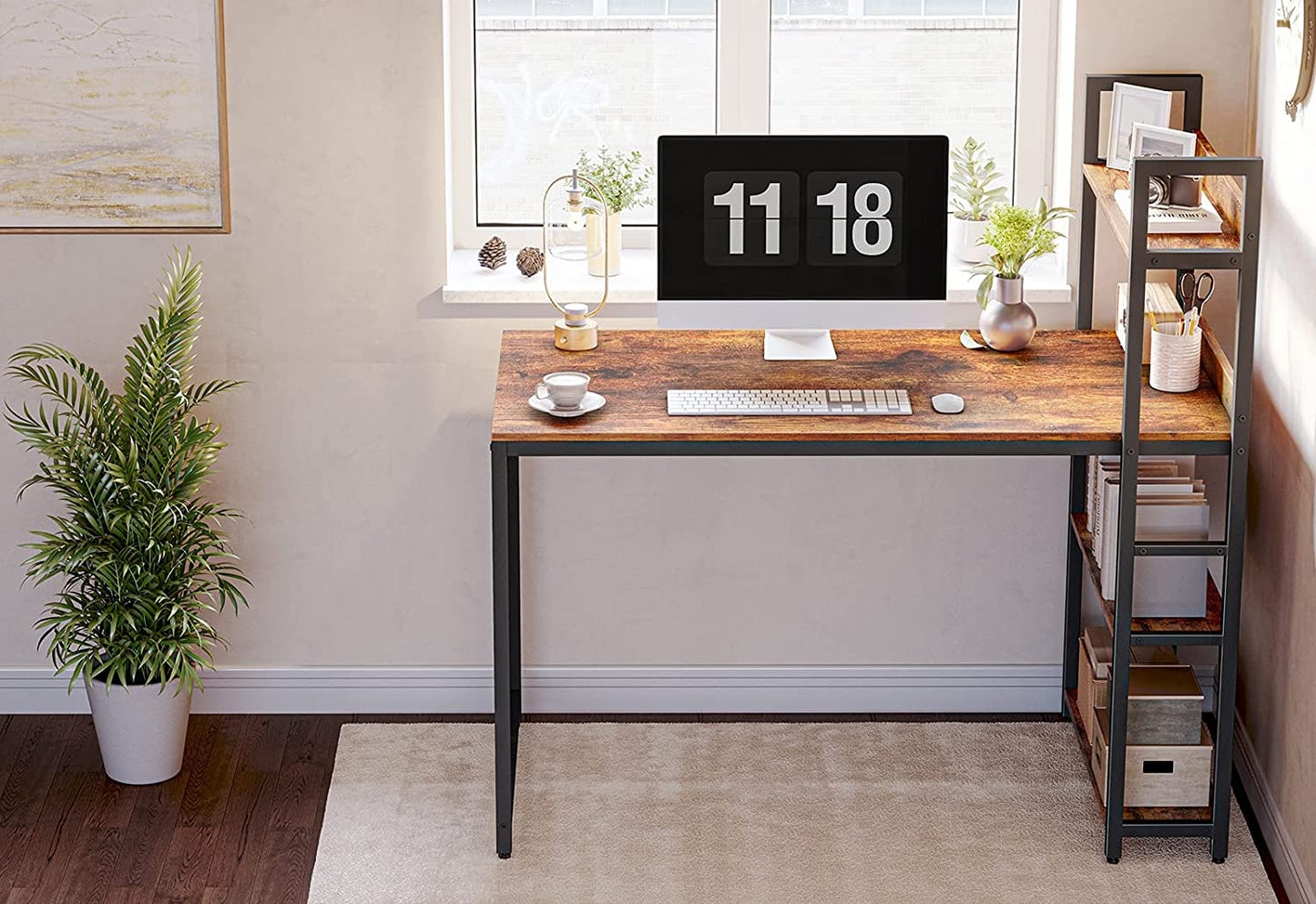 Study Table : Storage Shelves Study Writing Table for Home Office