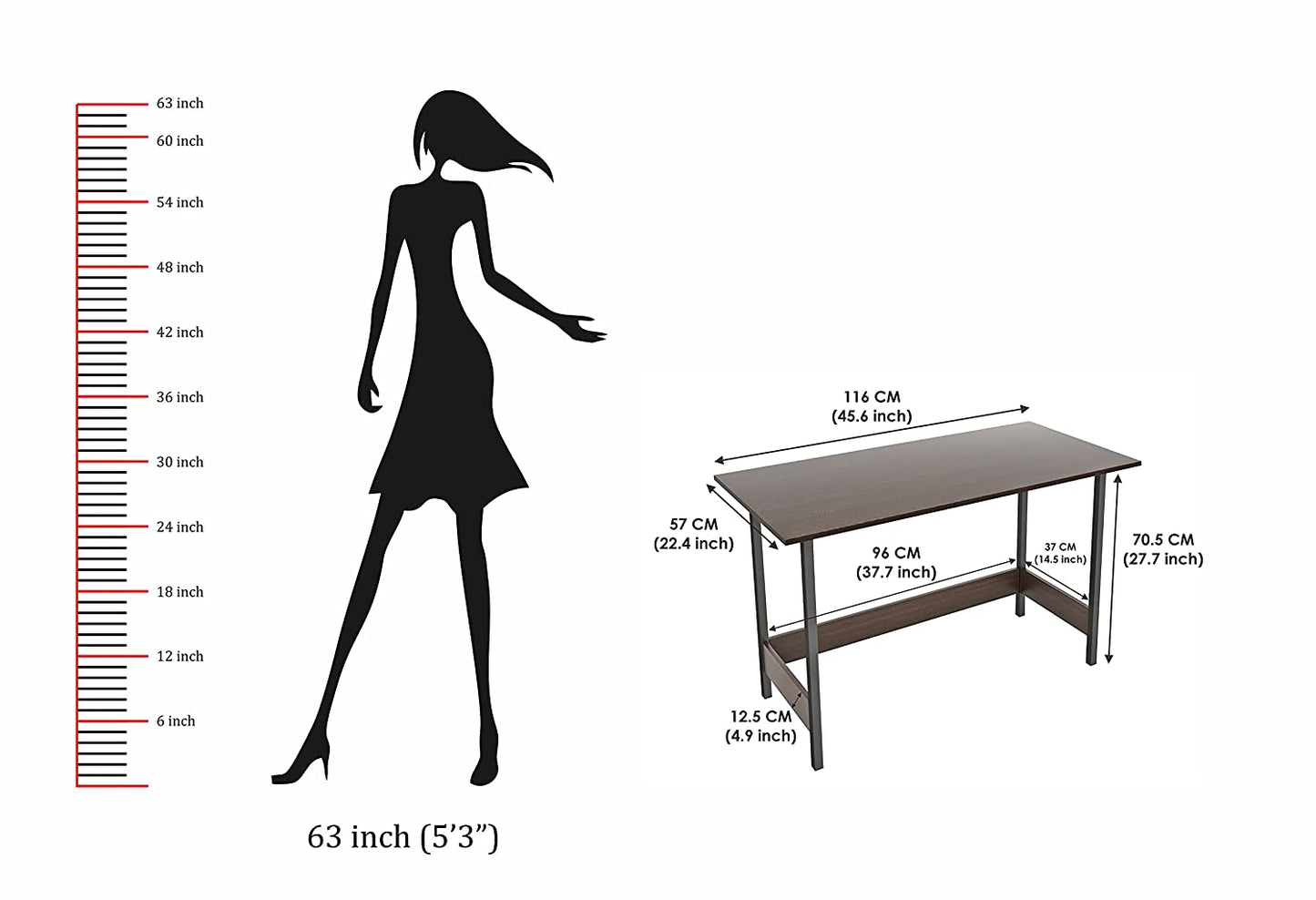 Study Table: Stowe Engineered Wood Study Table Desk for Home & Office