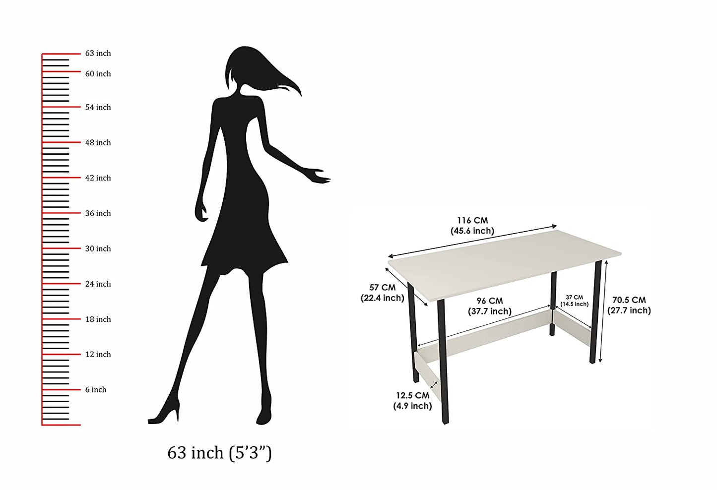 Study Table: Stowe Engineered Wood Study Table Desk for Home & Office