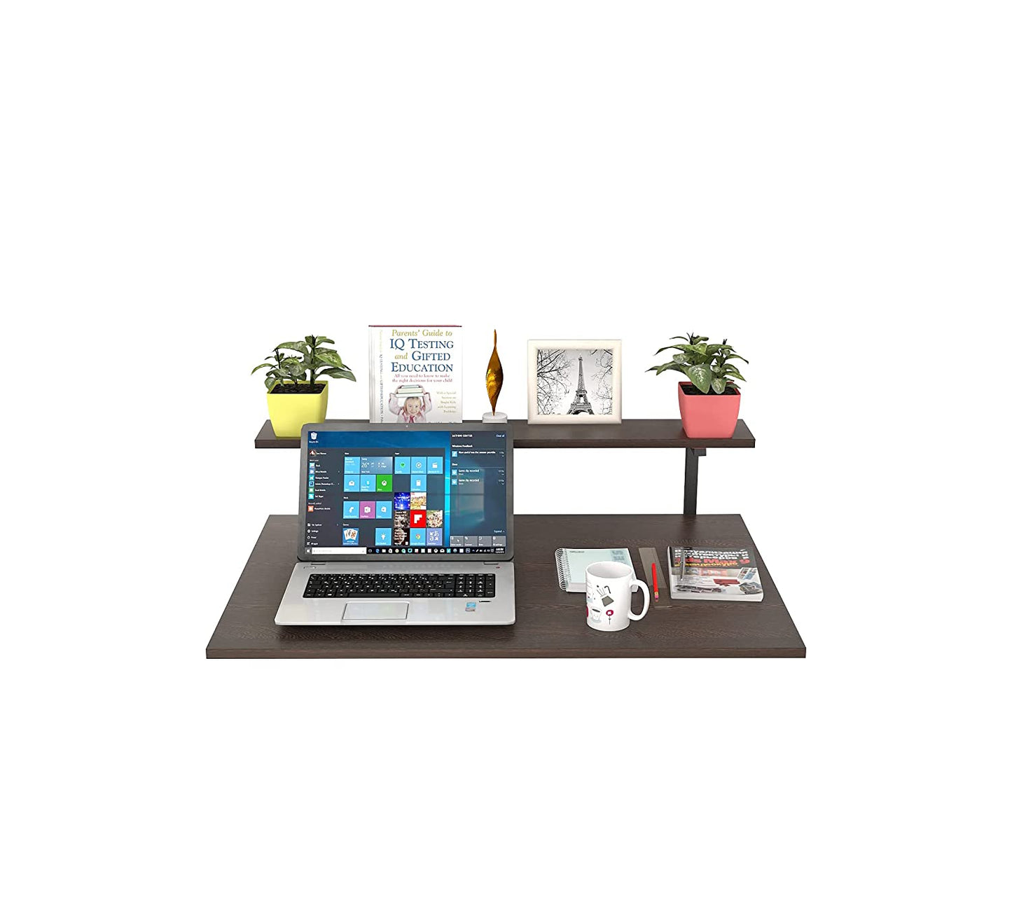 Study Table: Stowe Wood Wall Mount Study Table Desk with Shelf for Home & Office (Wenge)