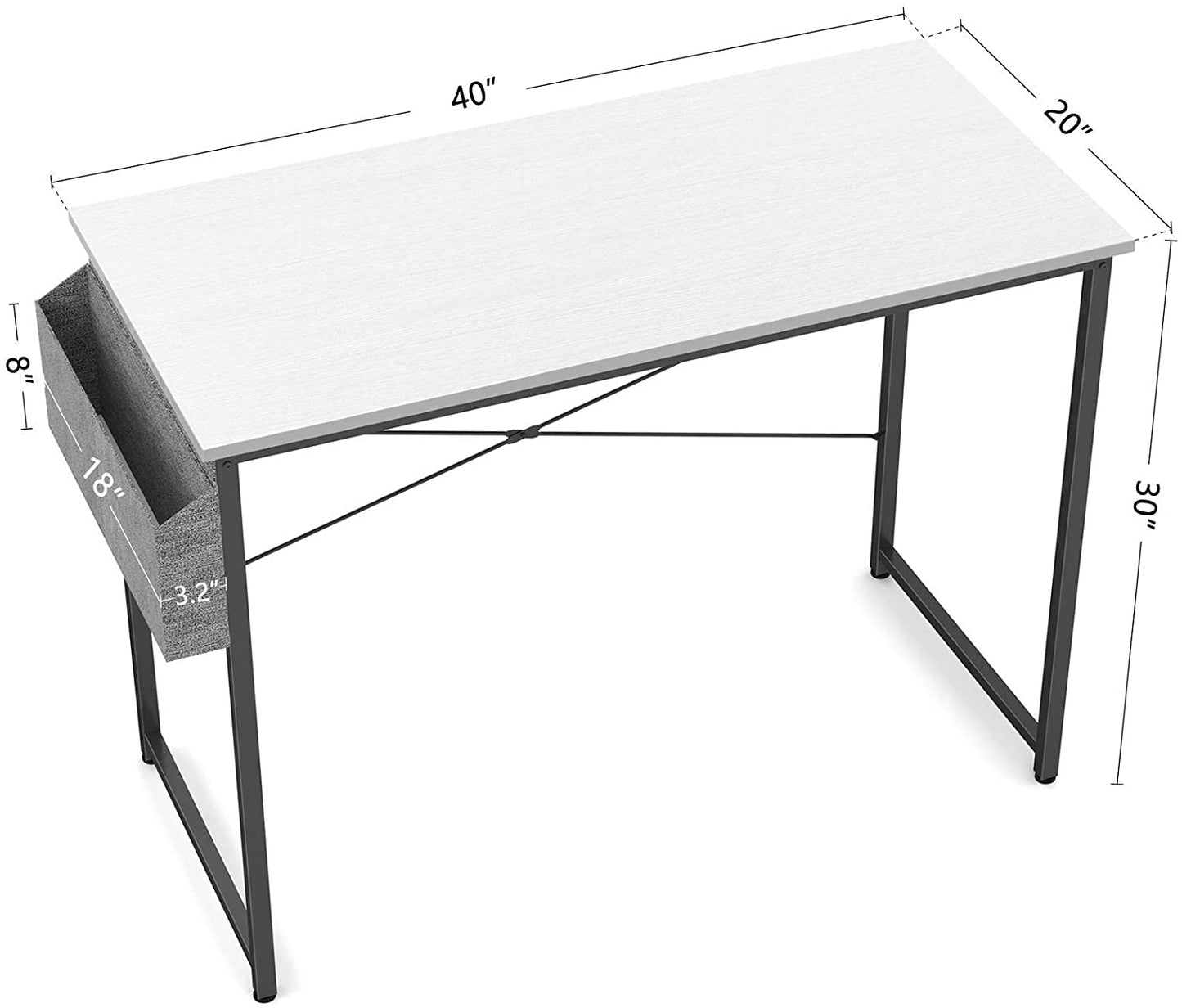 Study Tables : 40 inch Home Office Writing Study Desk with Storage Bag