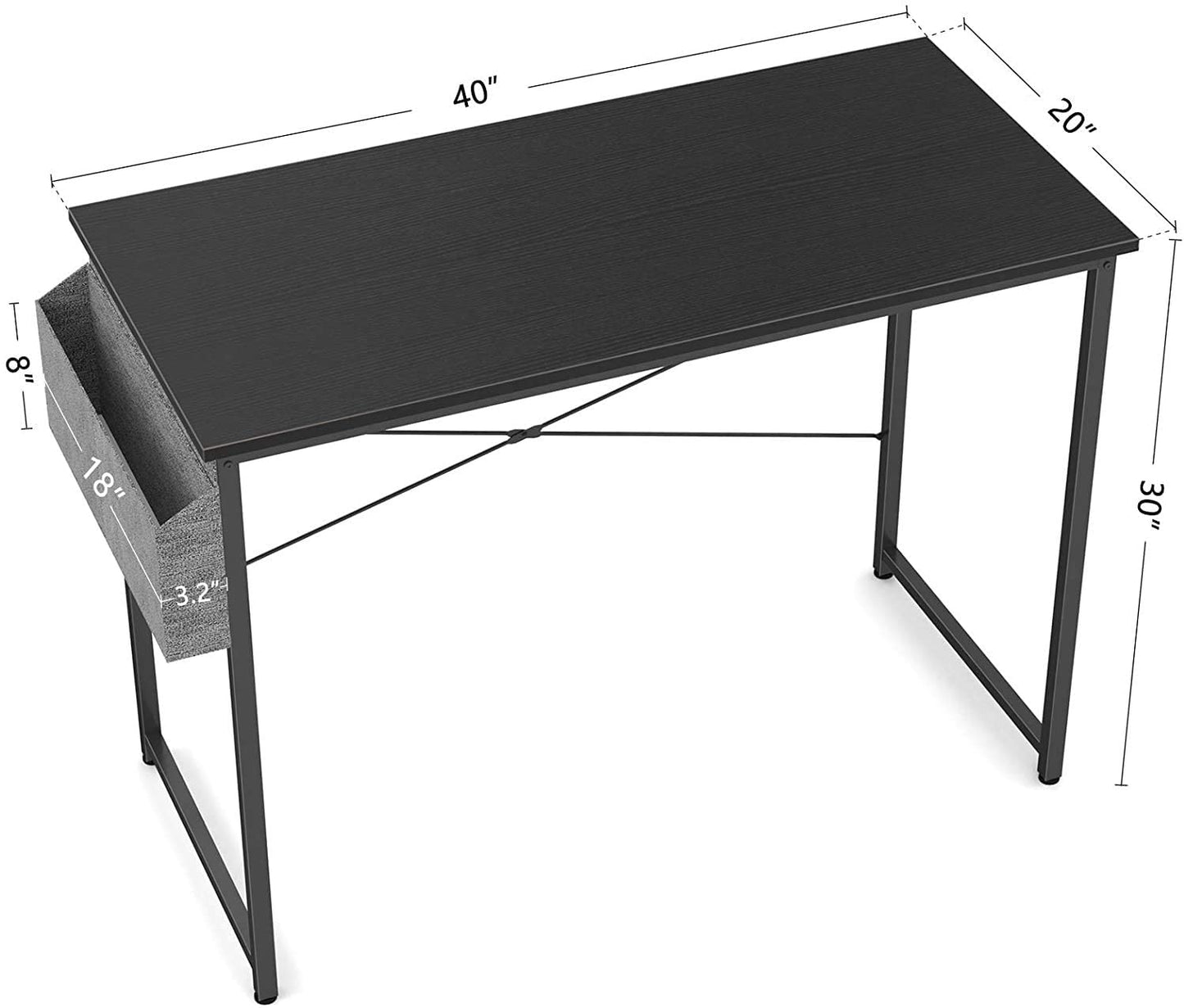 Study Tables : 40 inch Home Office Writing Study Desk with Storage Bag