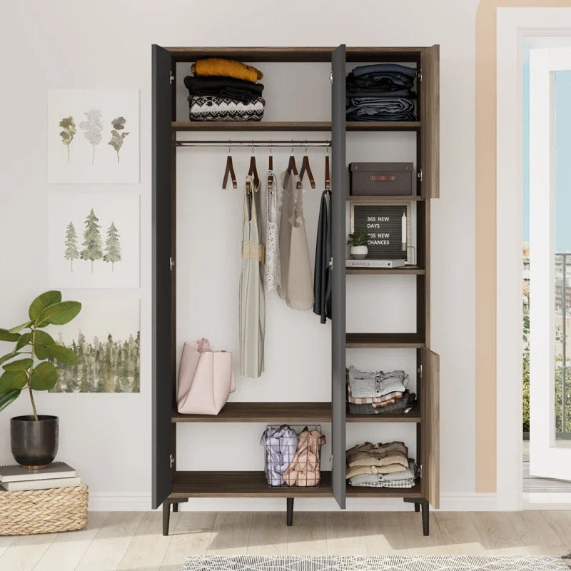 4 Door Wardrobe: Stylish 4 Door Manufactured Wood Wardrobe