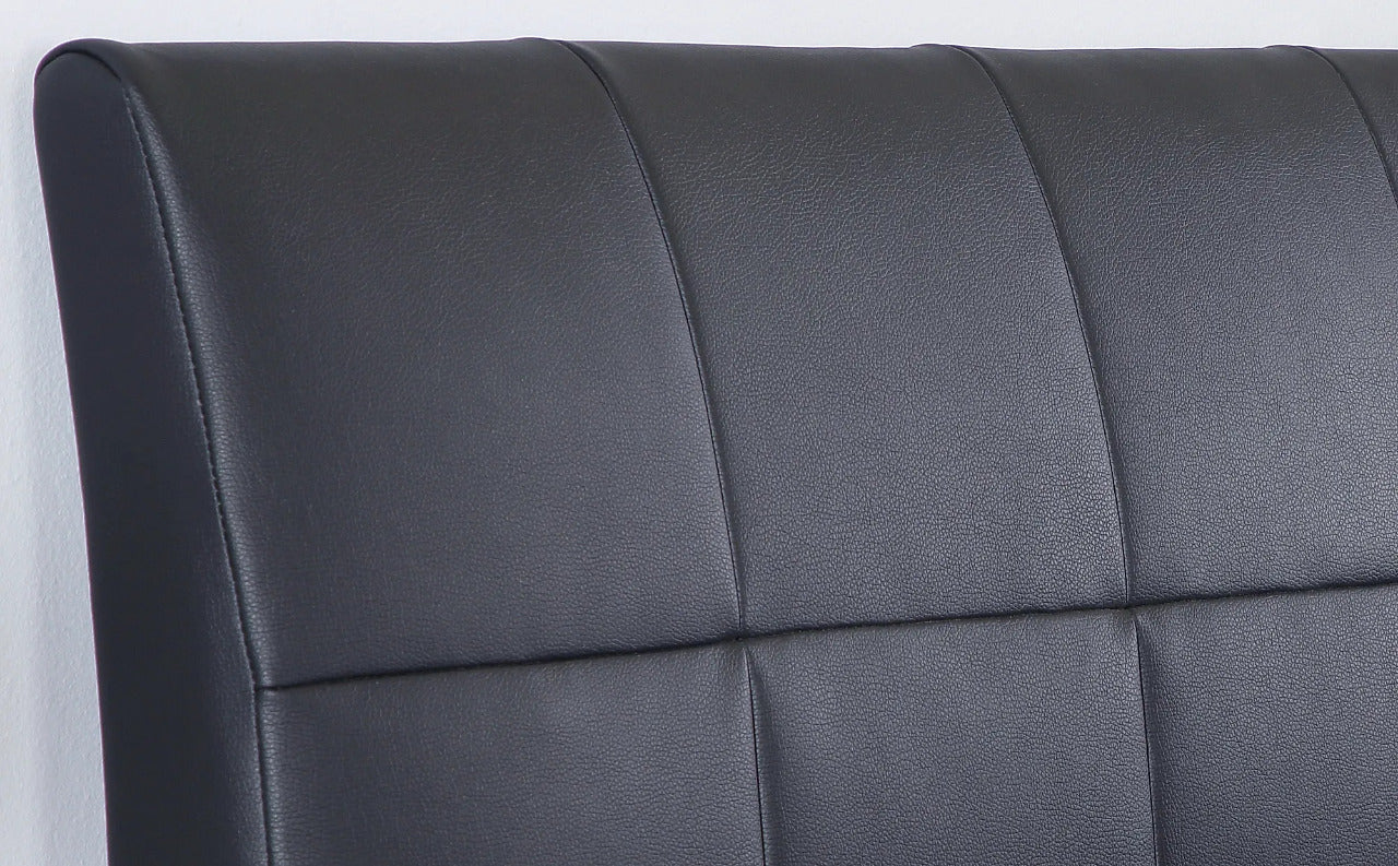 King Size Bed: Black Leatherette King Size Bed