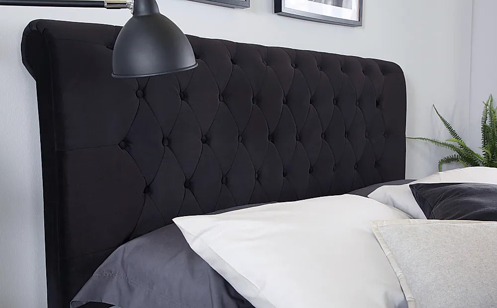 King Size Bed: Black Velvet Super King Size Bed
