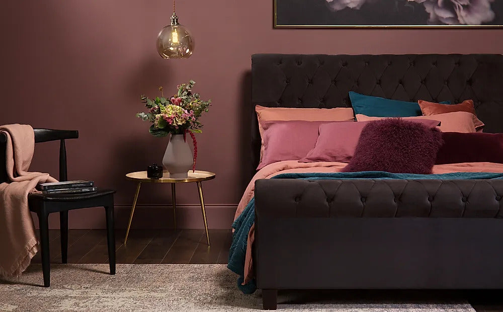 King Size Bed: Black Velvet Super King Size Bed