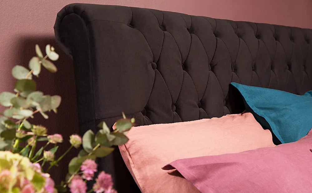 King Size Bed: Black Velvet Super King Size Bed