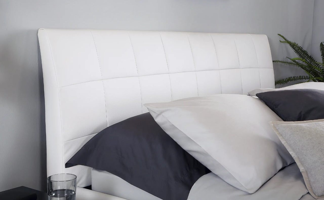 King Size Bed: Dorat White Leatherette Bed