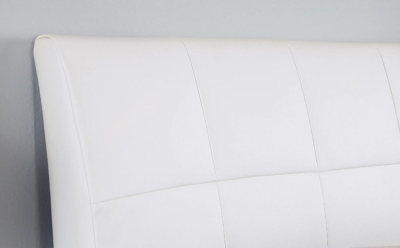 King Size Bed: Dorat White Leatherette Bed