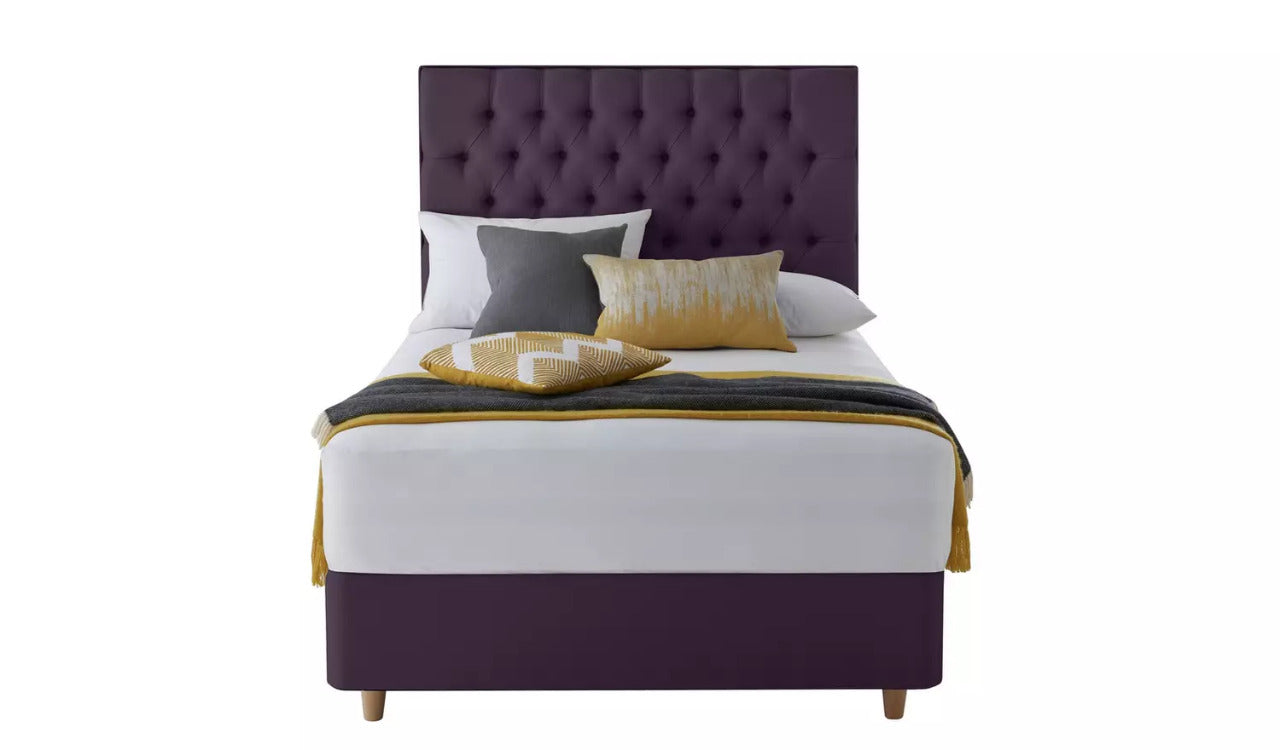 King Size Bed: Purple 2 Drawer King Size Bed With Storage