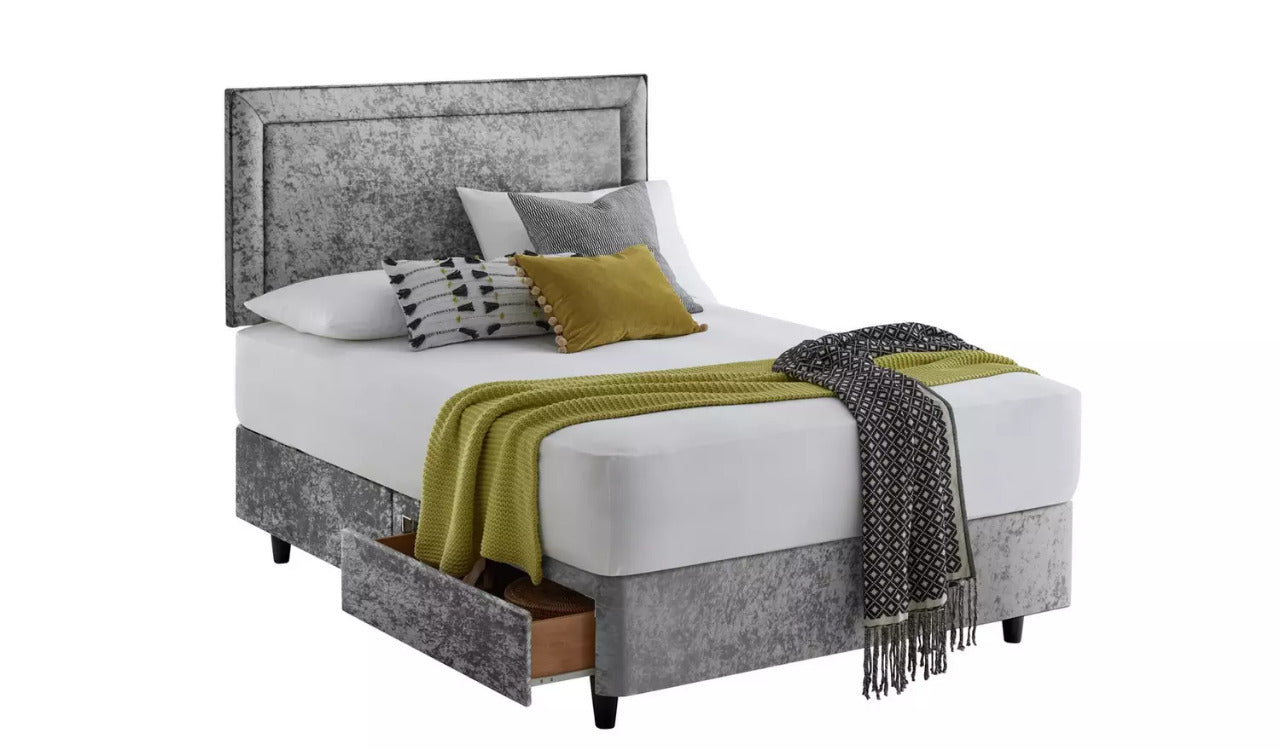 Super King : Size Superking 2 Drawer Divan -Silver