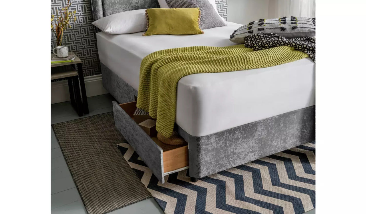 Super King : Size Superking 2 Drawer Divan -Silver