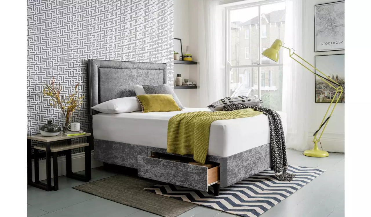 Super King : Size Superking 2 Drawer Divan -Silver