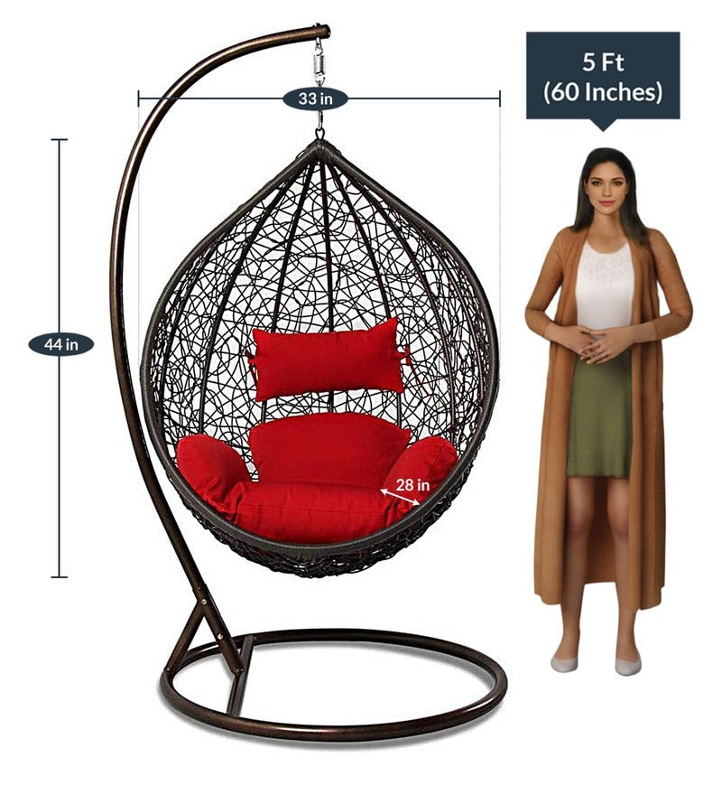 Swing Chairs Swing Chair With Stand And Cushion Iron, Plastic Large Swing