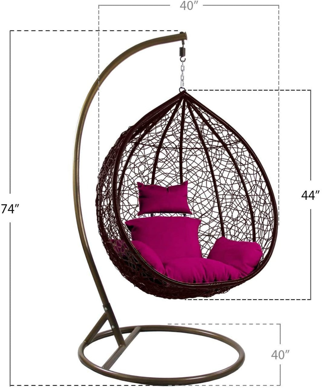 Swing Chairs Swing Chair With Stand And Cushion Iron, Plastic Large Swing (Black)