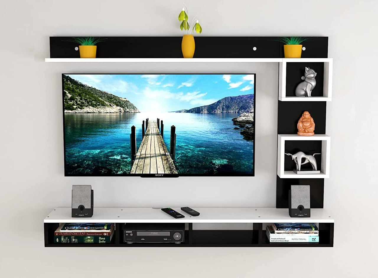Wall Mount TV Unit: TV Entertainment Unit with Set Top Box Stand (Ideal for up to 55" screen)
