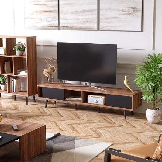 TV Panel: 70 Inch Large Entertainment TV Stand, Wood Media Storage TV Console