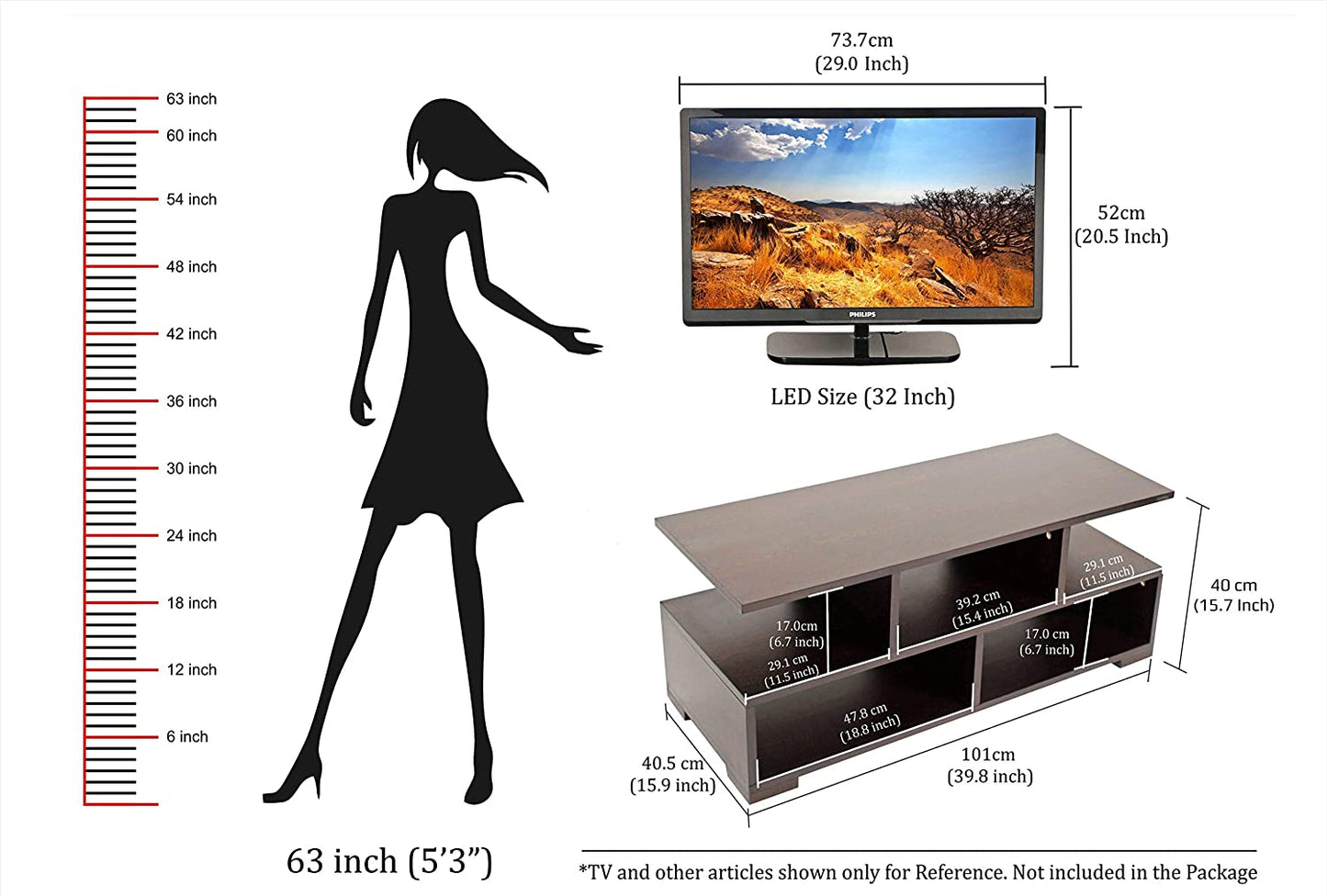 TV Stand: Hictor TV Unit Entertainment Center (Wenge)