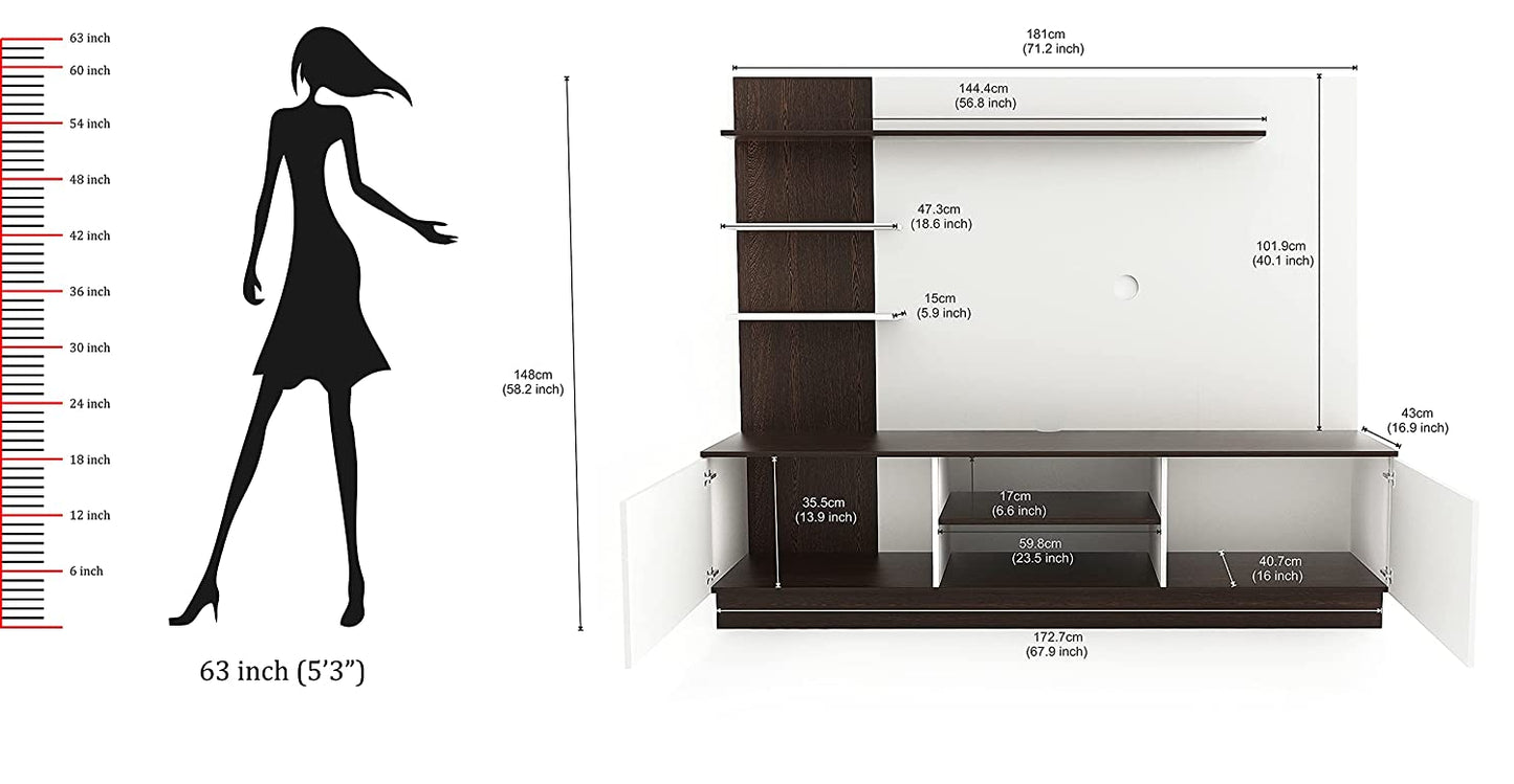 TV Stand: Rolet Engineered Wood TV Entertainment Unit Stand (Wenge, Frosty White)