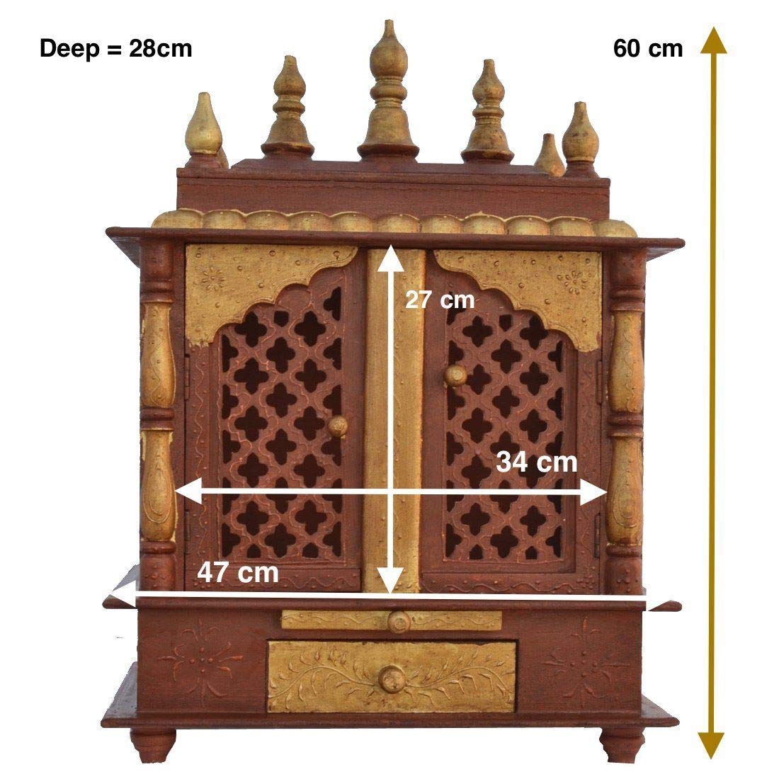 Temple: Rajasthani Ethnic Handcrafted Wooden Temple/Mandir/Pooja Ghar/Mandapam - 18x12x24 inch