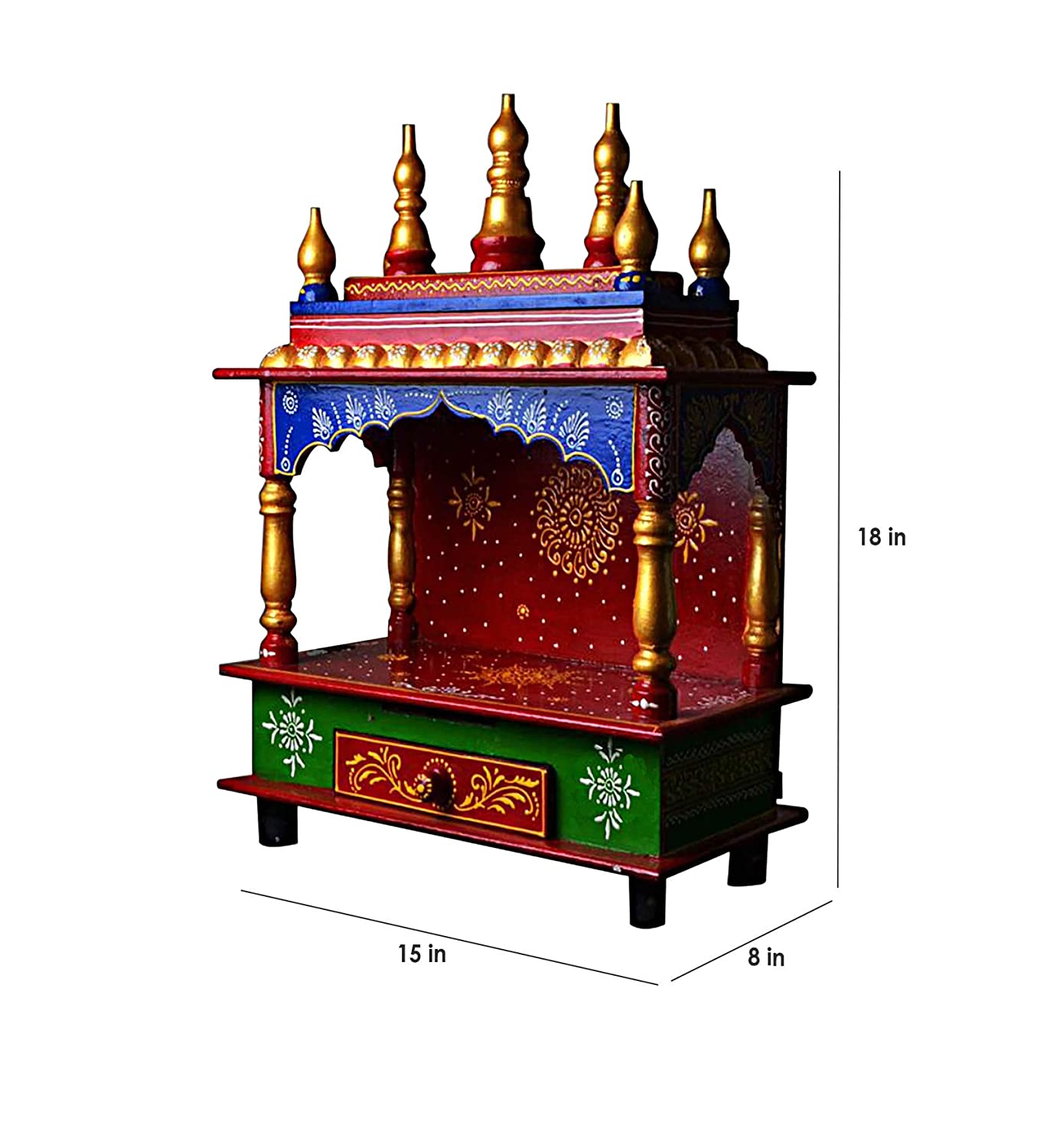 Temple: Rajasthani Ethnic Handcrafted Wooden Temple/Mandir/Pooja Ghar/Mandapam
