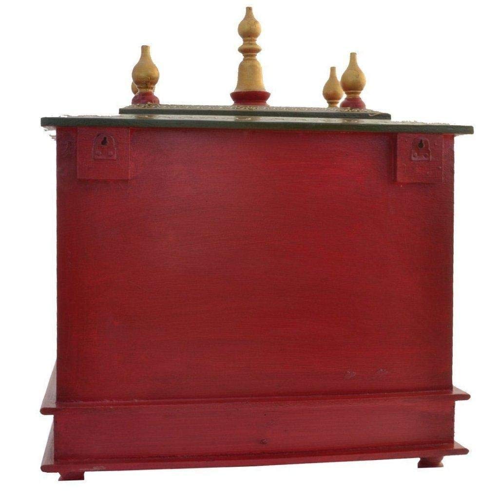 Temple: Rajasthani Ethnic Handcrafted Wooden Temple/Mandir/Pooja Ghar/Mandapam Size: Outer 18x9x22 Inch and Inner: 16x8x10.5 Inch Wide x Deep x High KI-085