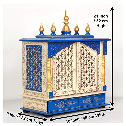 Temple: Rajasthani Ethnic Handcrafted Wooden Temple/Mandir/Pooja Ghar (18 x 9 x 21 Inch)