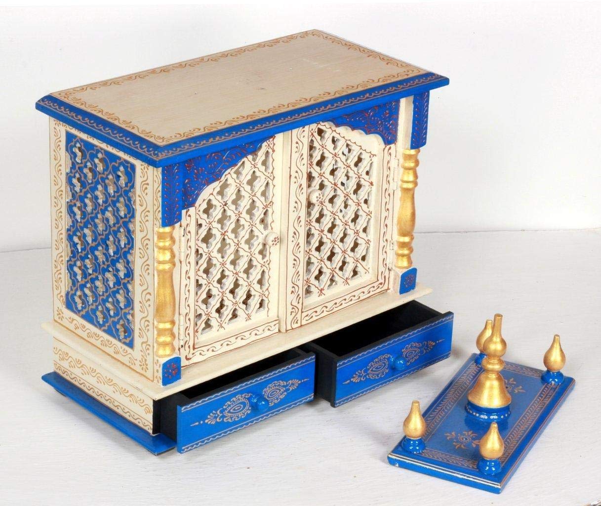 Temple: Rajasthani Ethnic Handcrafted Wooden Temple/Mandir/Pooja Ghar (18 x 9 x 21 Inch)