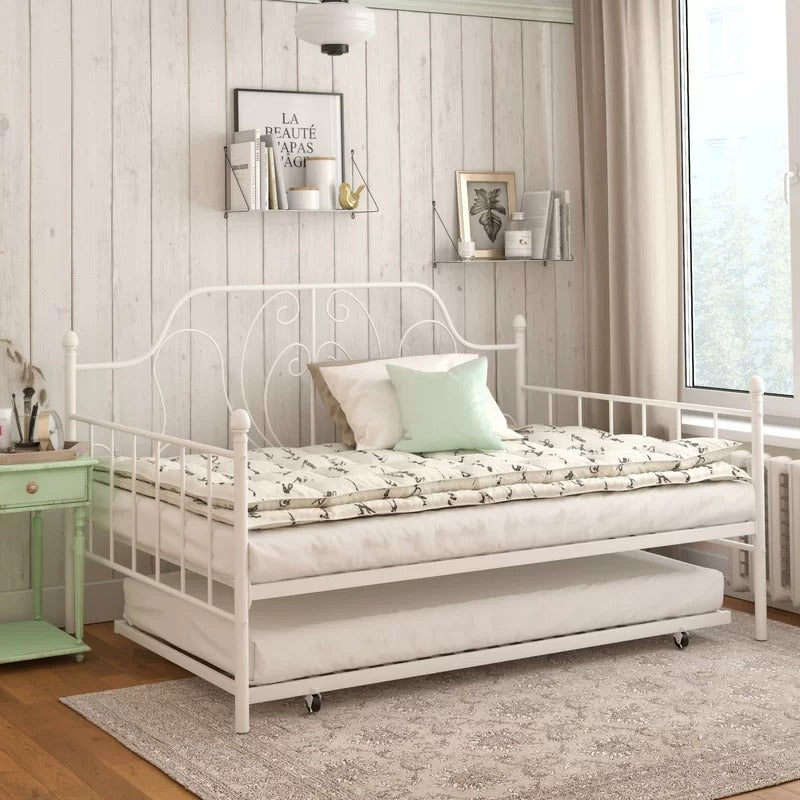 Trundle Bed: Metal Daybed with Trundle Bed