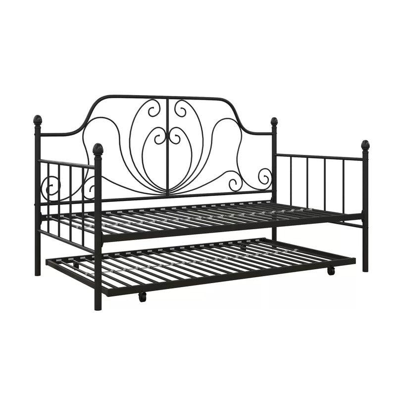 Trundle Bed: Metal Daybed with Trundle Bed