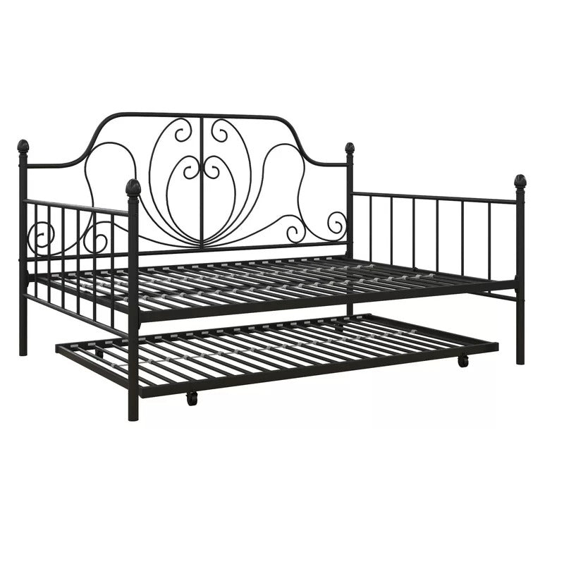Trundle Bed: Metal Daybed with Trundle Bed