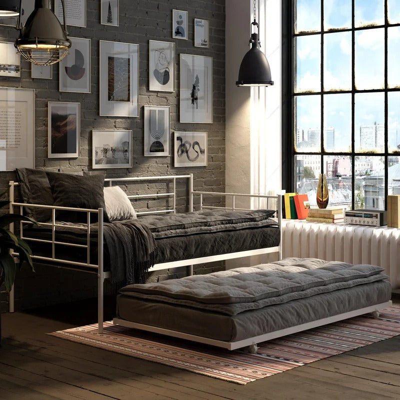 Trundle Bed: Steel Daybed with Trundle