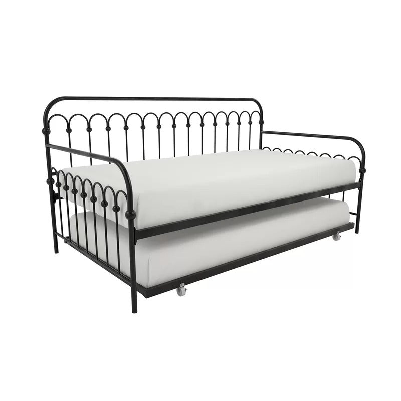 Trundle Bed: Twin Metal Daybed with Trundle Bed